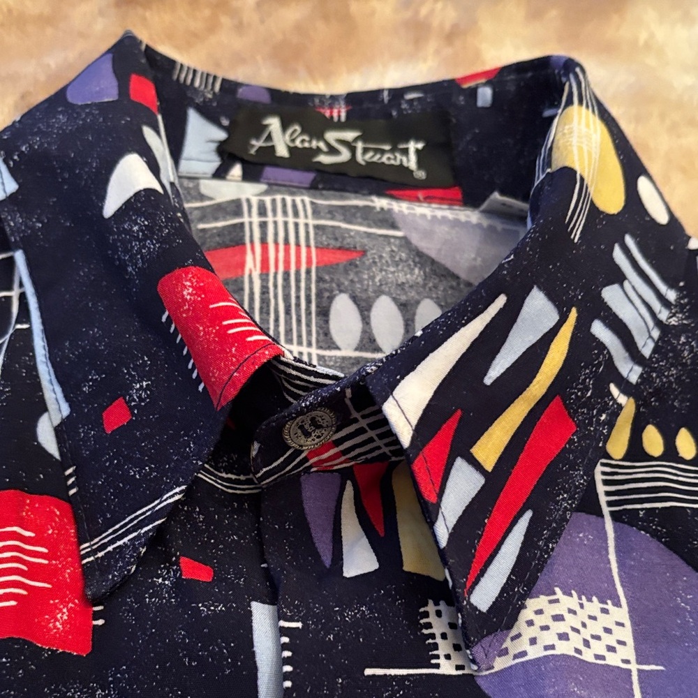Vintage Alan Stuart Abstract Patterned Casual Shi… - image 8